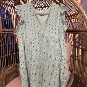 Mint Green Eyelet Mini Dress